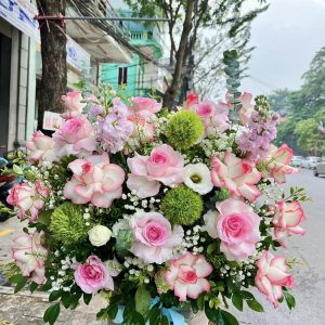 Giỏ Hoa Tone Hồng GH-097